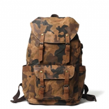 Camo Vintage Canvas Ryggsäckar För Skolan