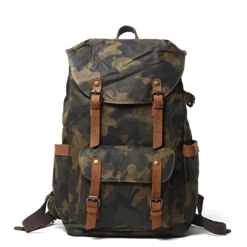 Camo Vintage Canvas Ryggsäckar För Skolan