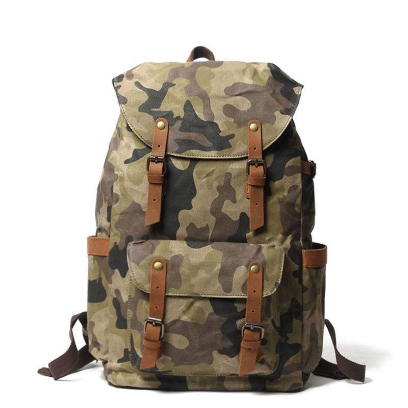 Camo Vintage Canvas Ryggsäckar För Skolan