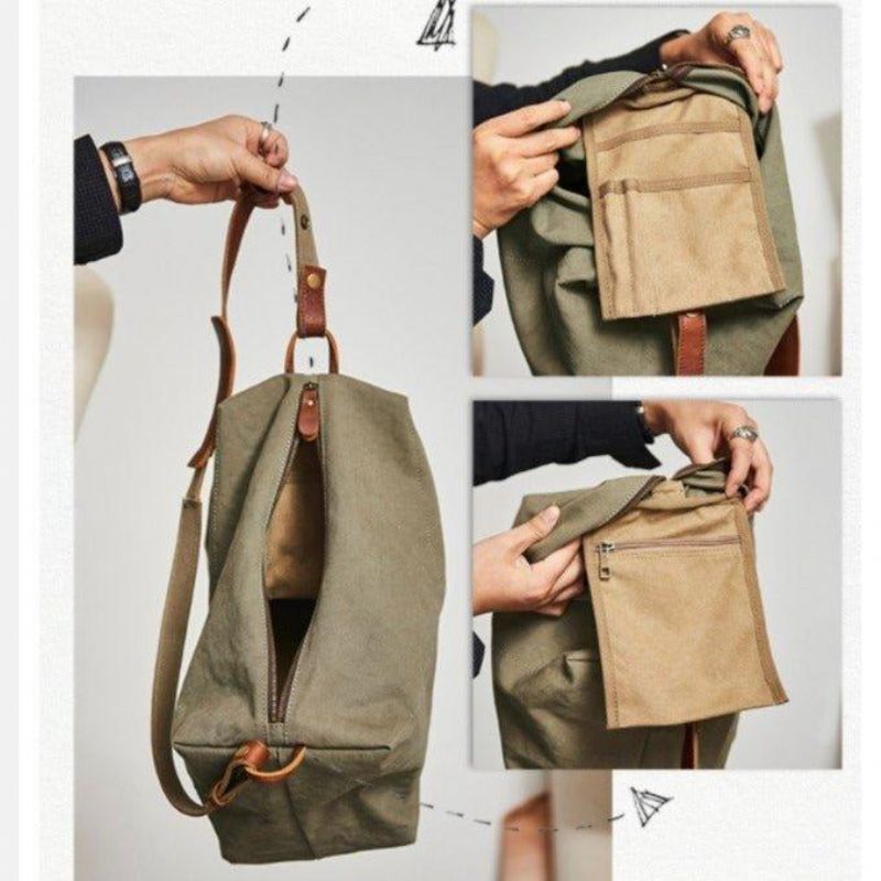 Canvas Crossbody Messenger-väska Herr