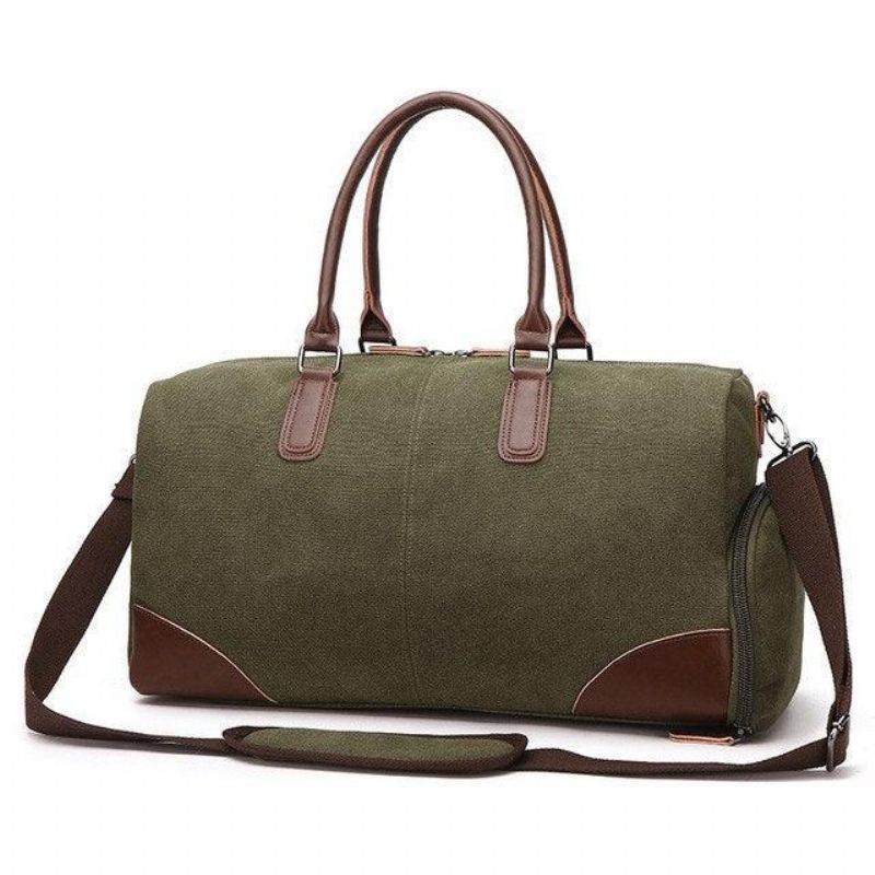 Canvas Duffel Läder Carry On Bag