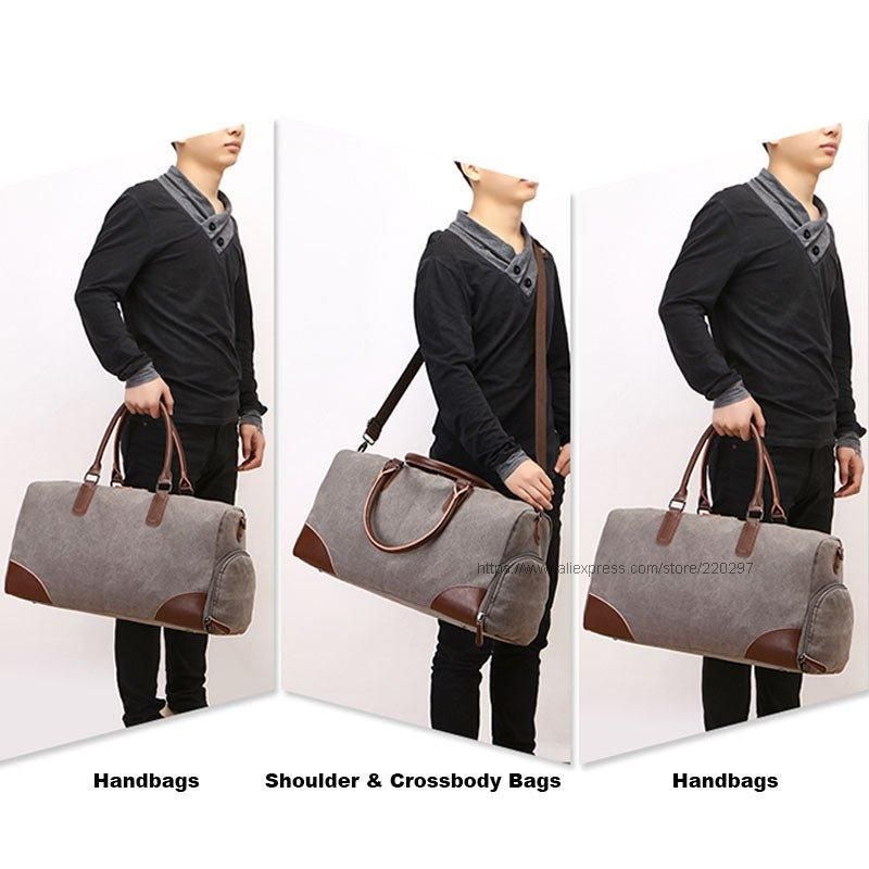 Canvas Duffel Läder Carry On Bag