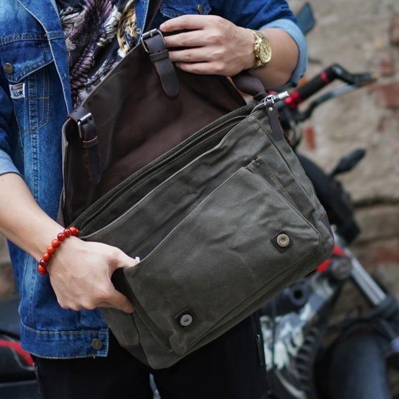 Canvas Messenger-väska För Män Crossbody