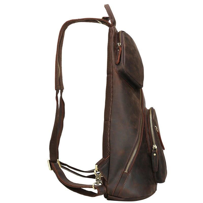 Casual Leather Sling Ryggsäck Med Usb-port