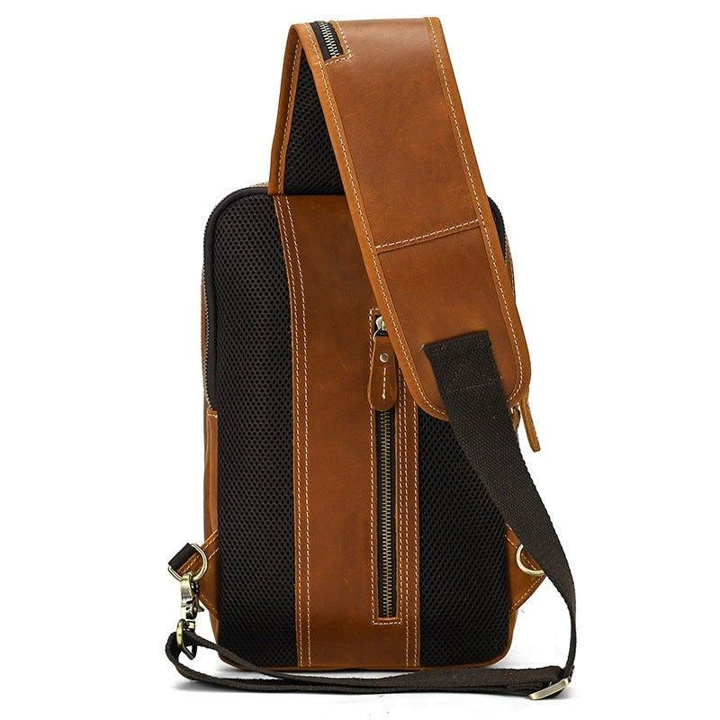 Cowhide Läder Cross Body Sling Bag För Herr