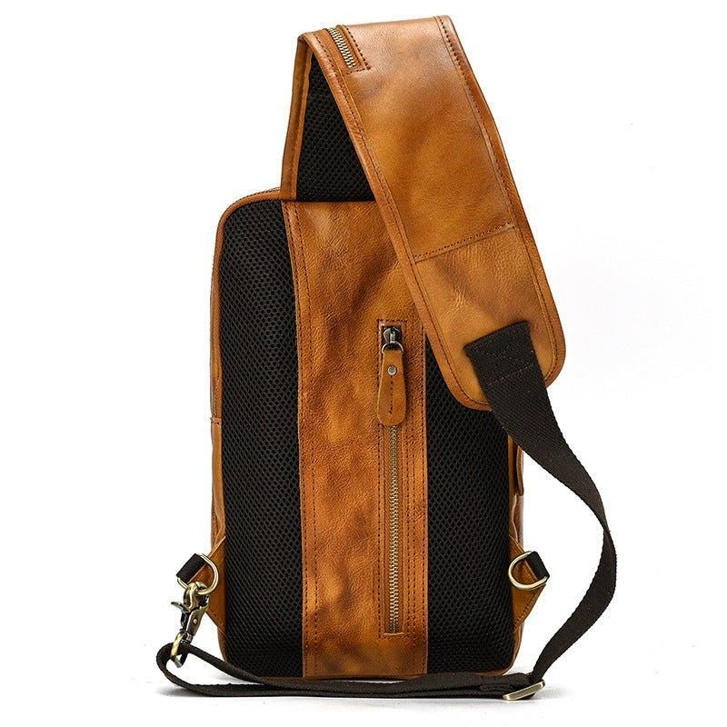 Cowhide Läder Cross Body Sling Bag För Herr