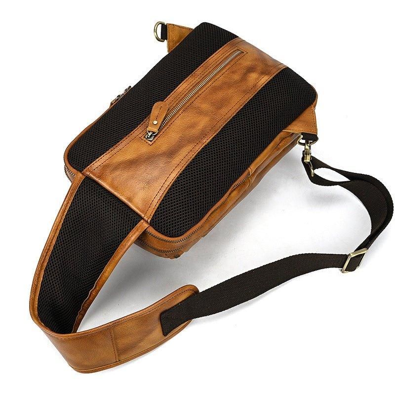 Cowhide Läder Cross Body Sling Bag För Herr