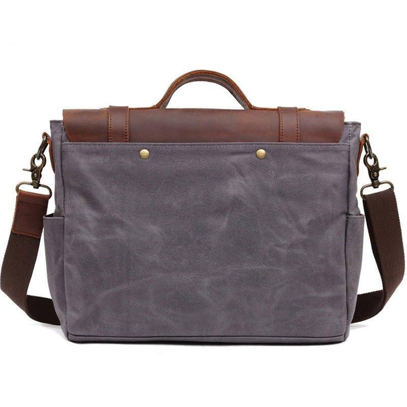 Crossbody Laptopväska För Män Canvas Och Läder