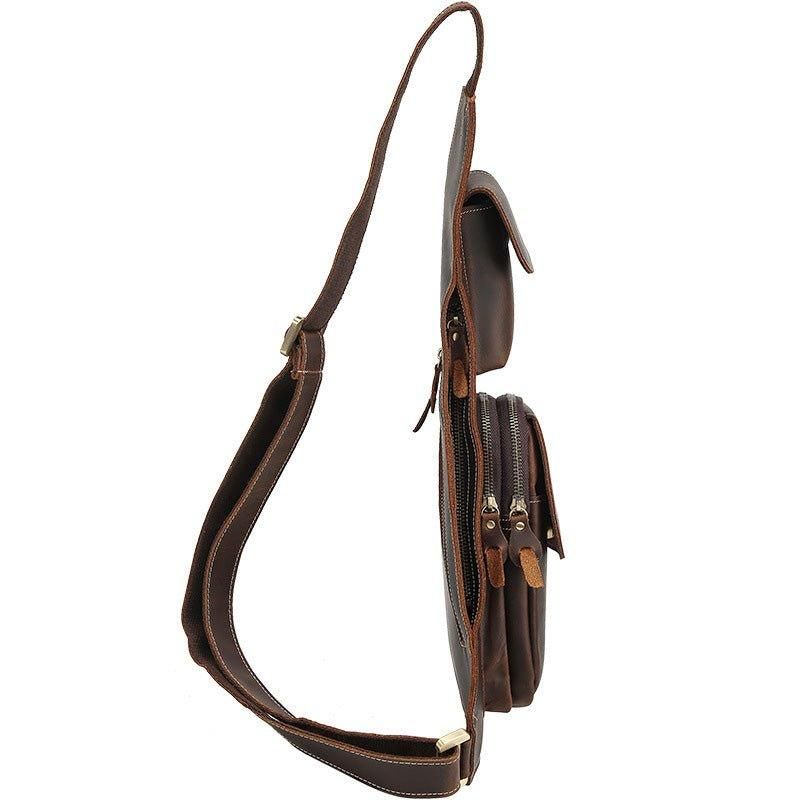 Crossbody Sling Bag Herr Crazy Horse Läder