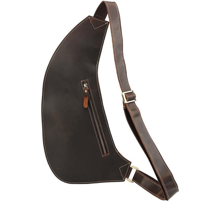 Crossbody Sling Bag Herr Crazy Horse Läder