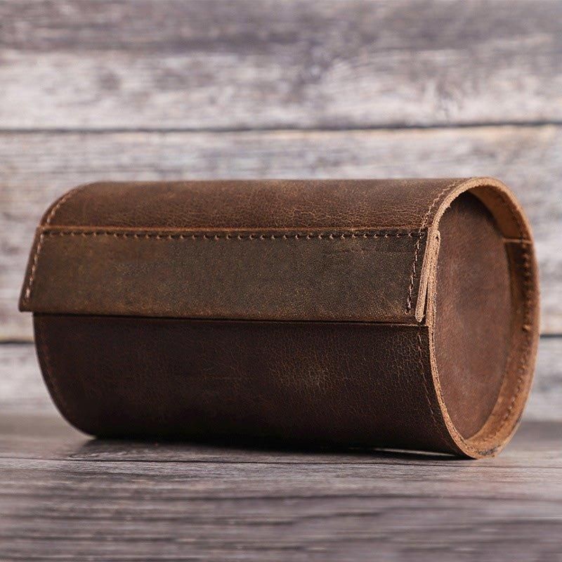 Fashion Leather Watch Roll Case För 2 Klockor