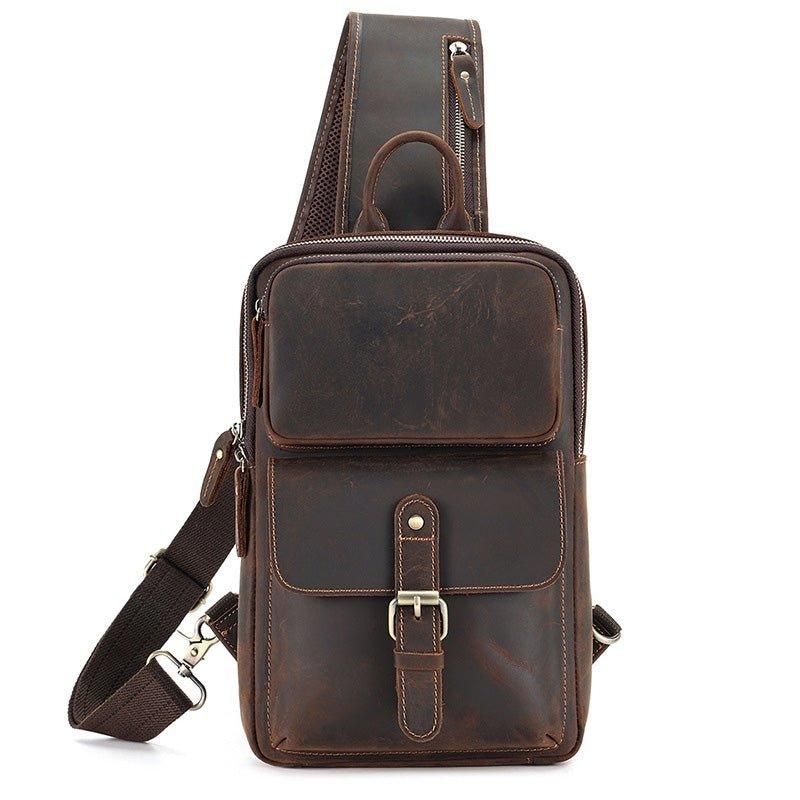 Läder Cross Body Sling Bag