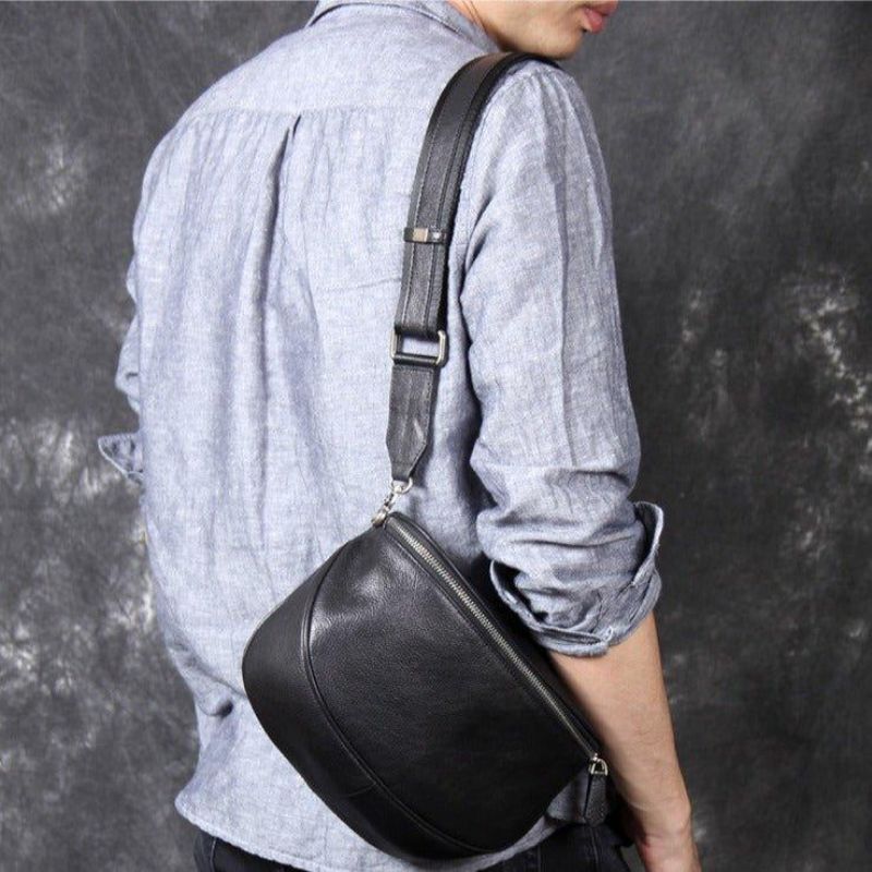 Läder Crossbody Sling Pack För Män