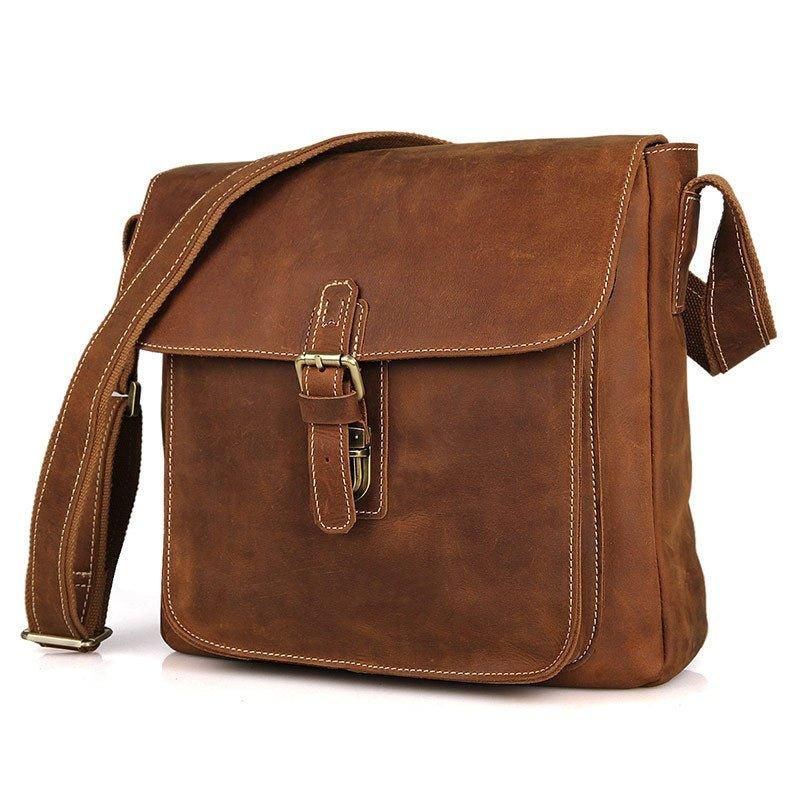 Läder Messenger Crossbody-väska Vintage