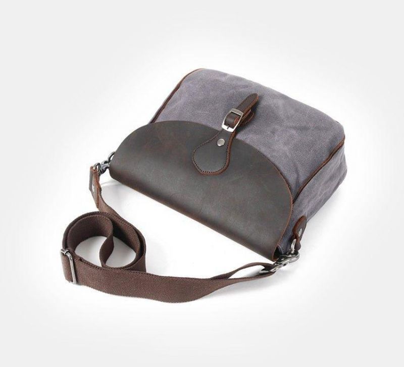 Läder Och Canvas Vintage Messenger-väska För Män Ipad