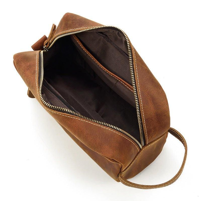 Lädertoalettväska Dopp Kit Rakfodral