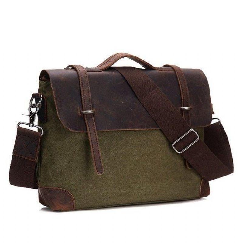 Laptop Messenger Väskor Män Läder Och Canvas