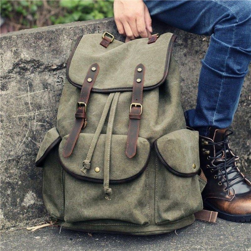 Män Casual Canvas Ryggsäck Vintage Camping Daypack