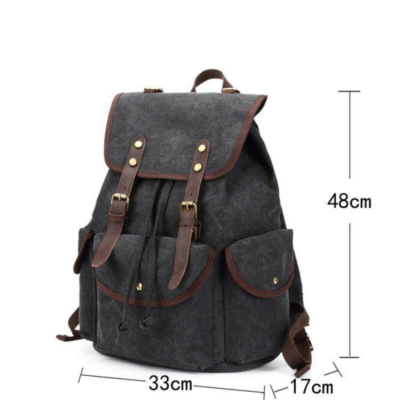 Män Casual Canvas Ryggsäck Vintage Camping Daypack