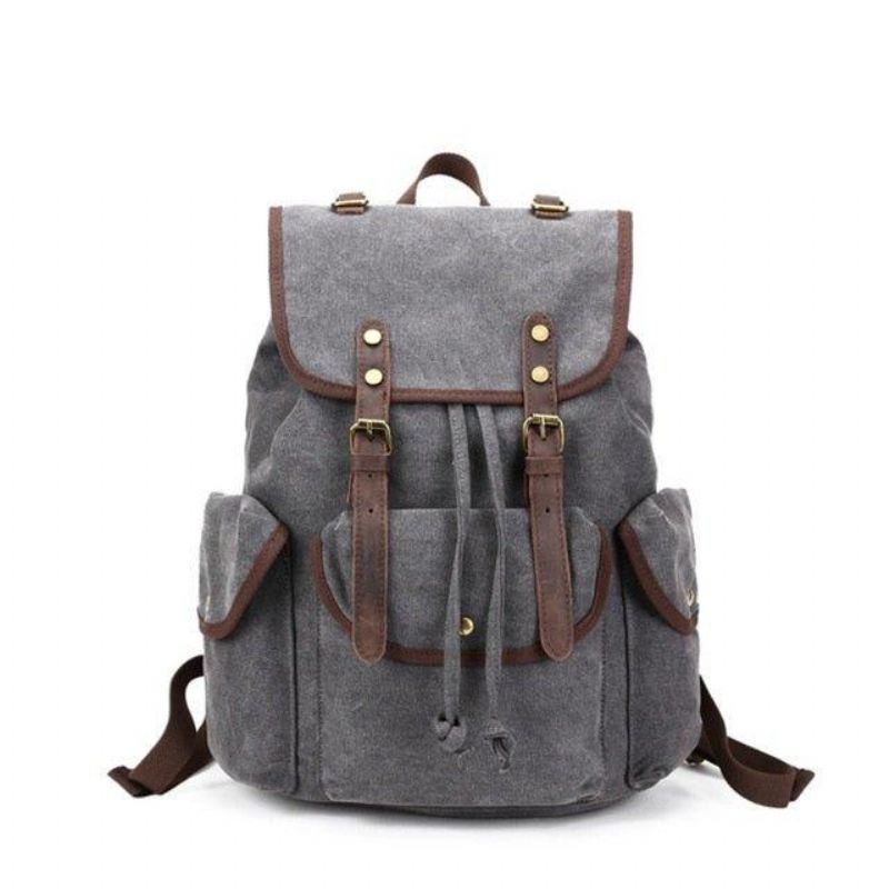 Män Casual Canvas Ryggsäck Vintage Camping Daypack