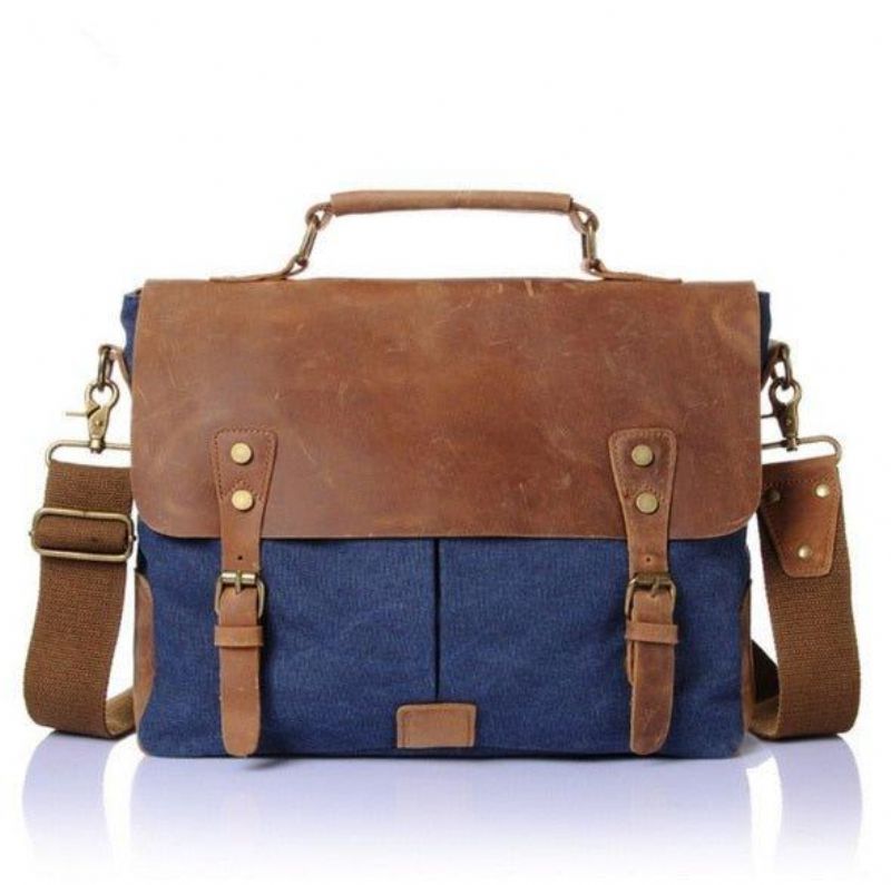 Messenger-väska Satchel Vintage Canvas Läder