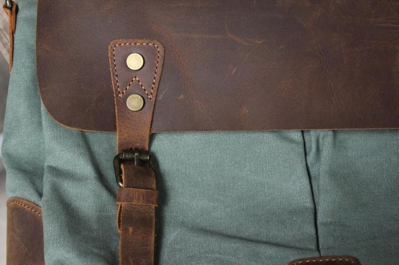 Messenger-väska Satchel Vintage Canvas Läder