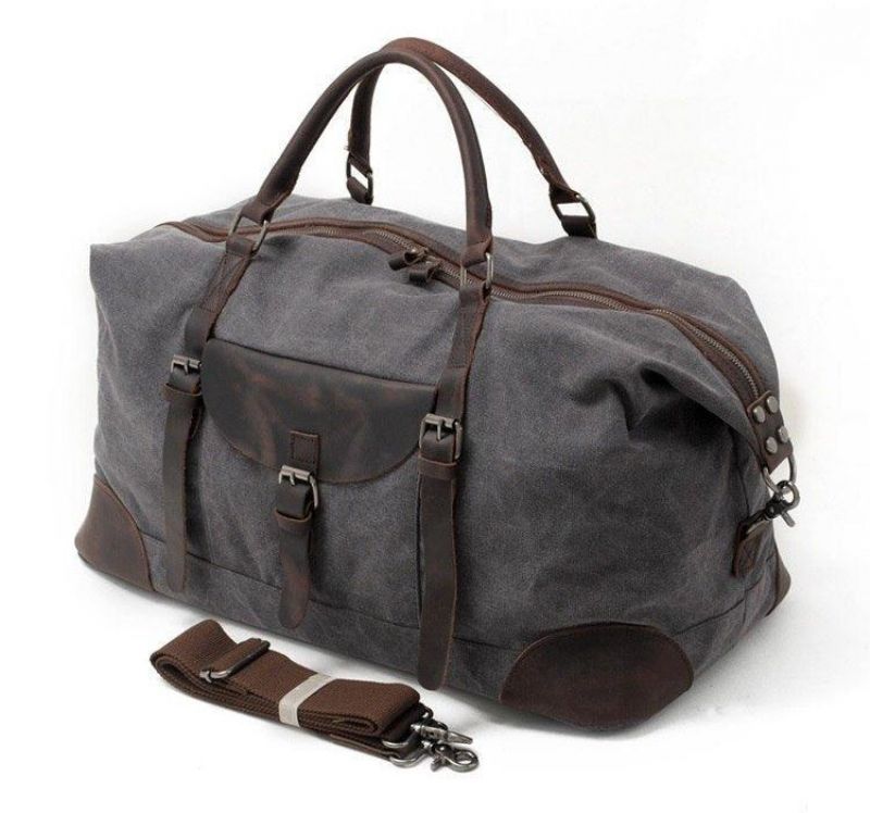 Oversized Travel Duffel Bag Canvas Läder