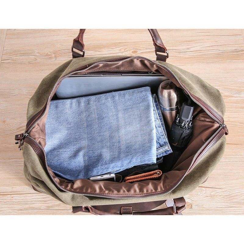 Oversized Travel Duffel Bag Canvas Läder