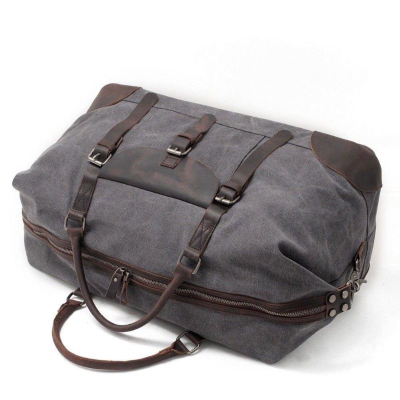 Oversized Travel Duffel Bag Canvas Läder