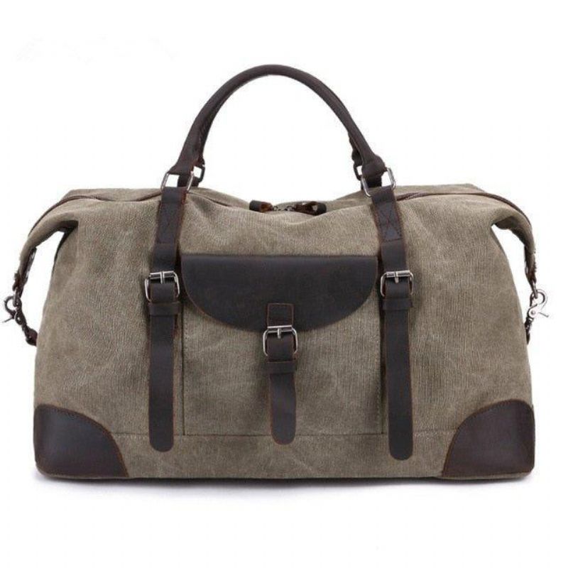 Oversized Travel Duffel Bag Canvas Läder