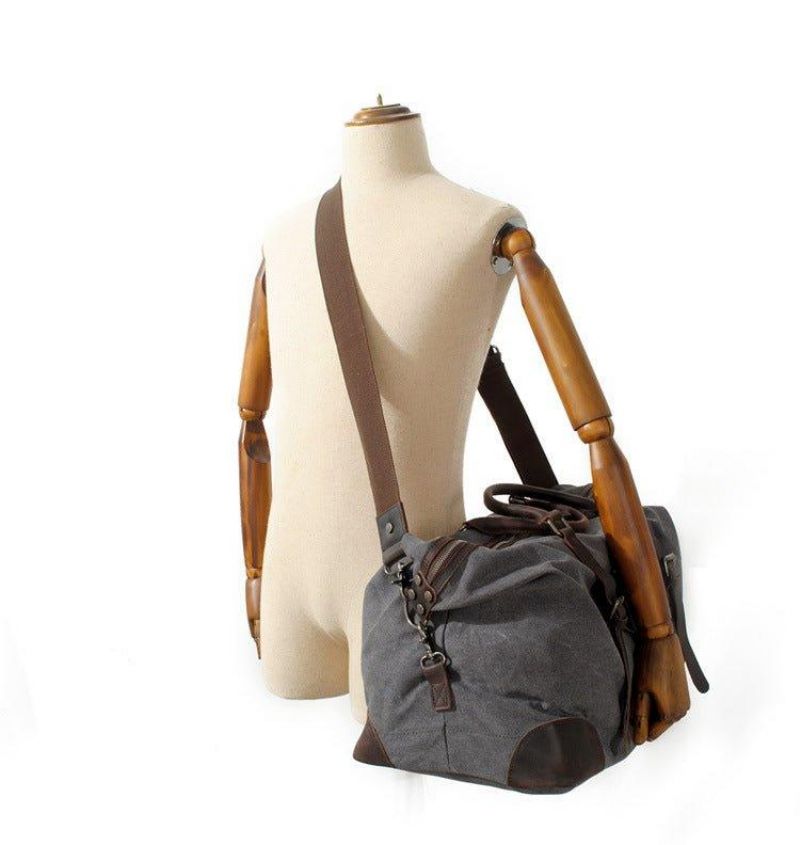 Oversized Travel Duffel Bag Canvas Läder