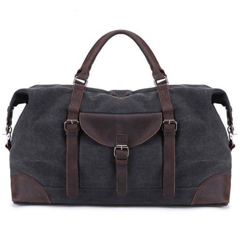 Oversized Travel Duffel Bag Canvas Läder