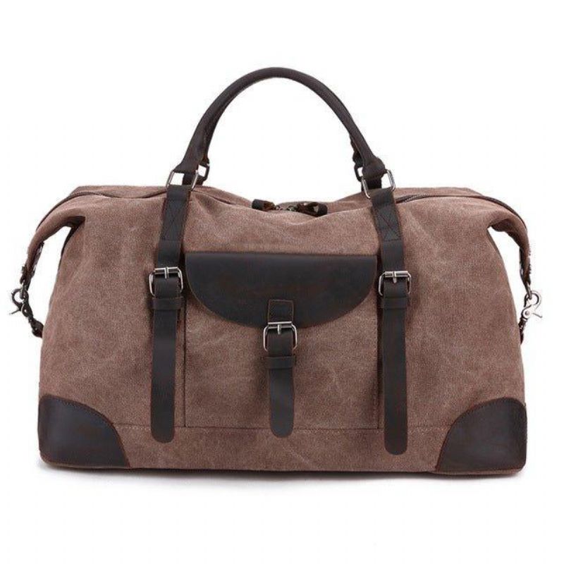 Oversized Travel Duffel Bag Canvas Läder