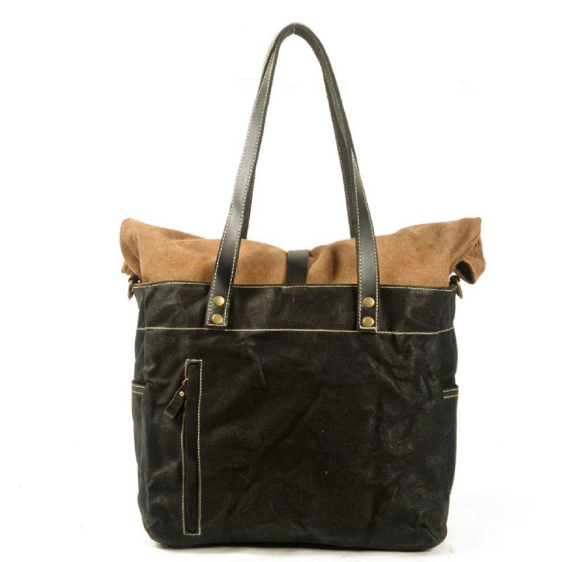 Roll Top Canvas Tote Med Rem Och Bärbar Fodral