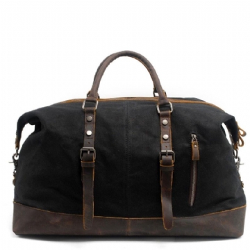 Stor Vaxad Canvas Weekender Duffle Bag Reseväska Herr