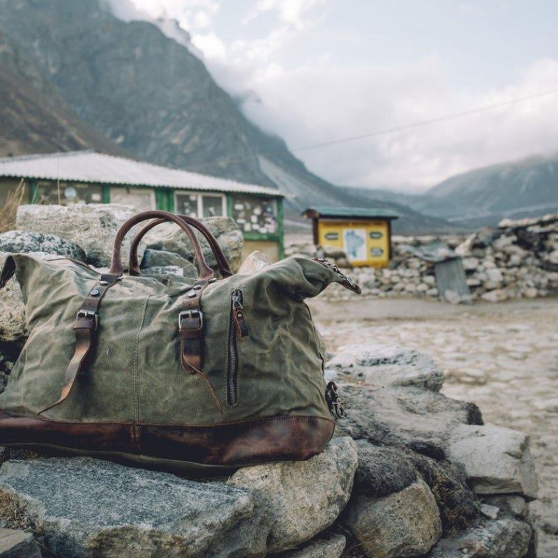 Stor Vaxad Canvas Weekender Duffle Bag Reseväska Herr