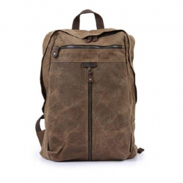 Vattentät Vaxad Canvas Ryggsäck Laptop Daypack