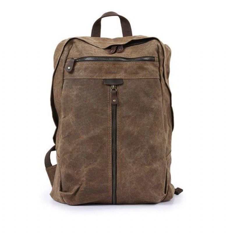 Vattentät Vaxad Canvas Ryggsäck Laptop Daypack