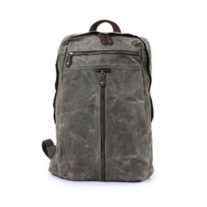 Vattentät Vaxad Canvas Ryggsäck Laptop Daypack