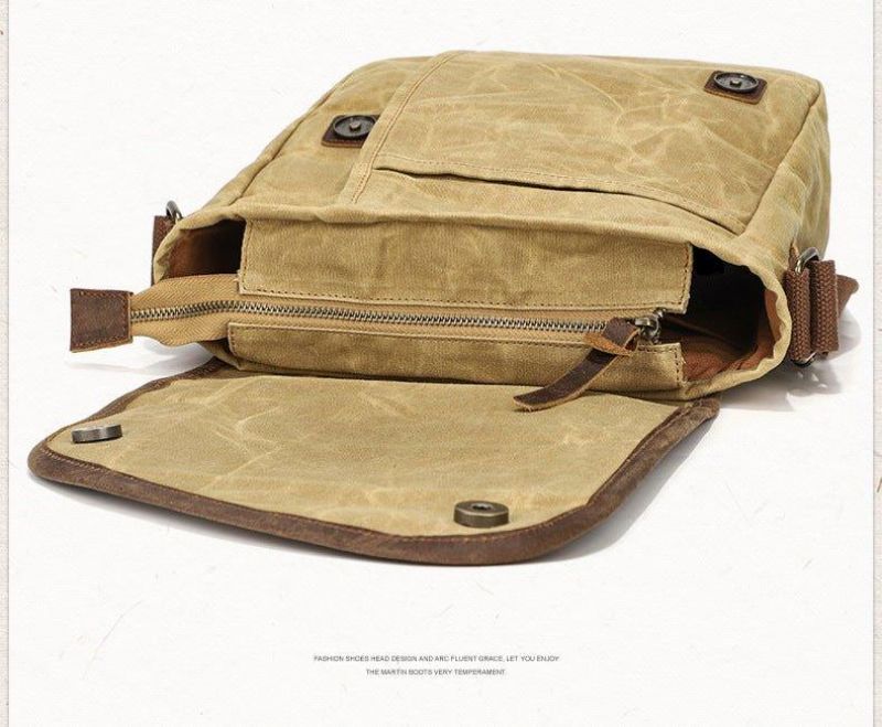 Vaxad Canvas Messenger-väska Liten