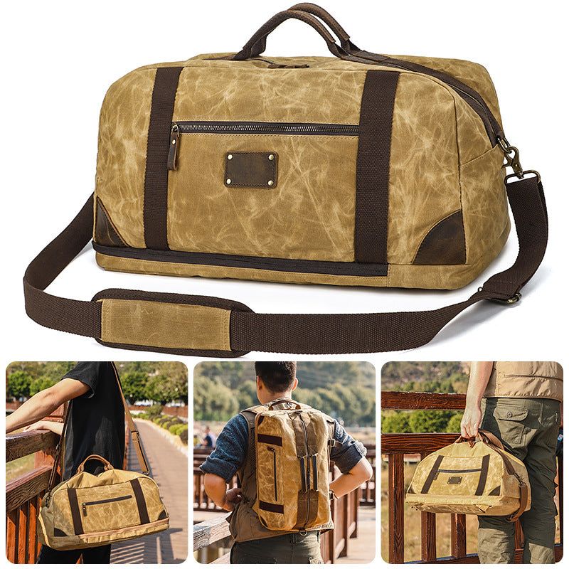 Vaxad Canvas Weekender Duffle Bag Ryggsäck