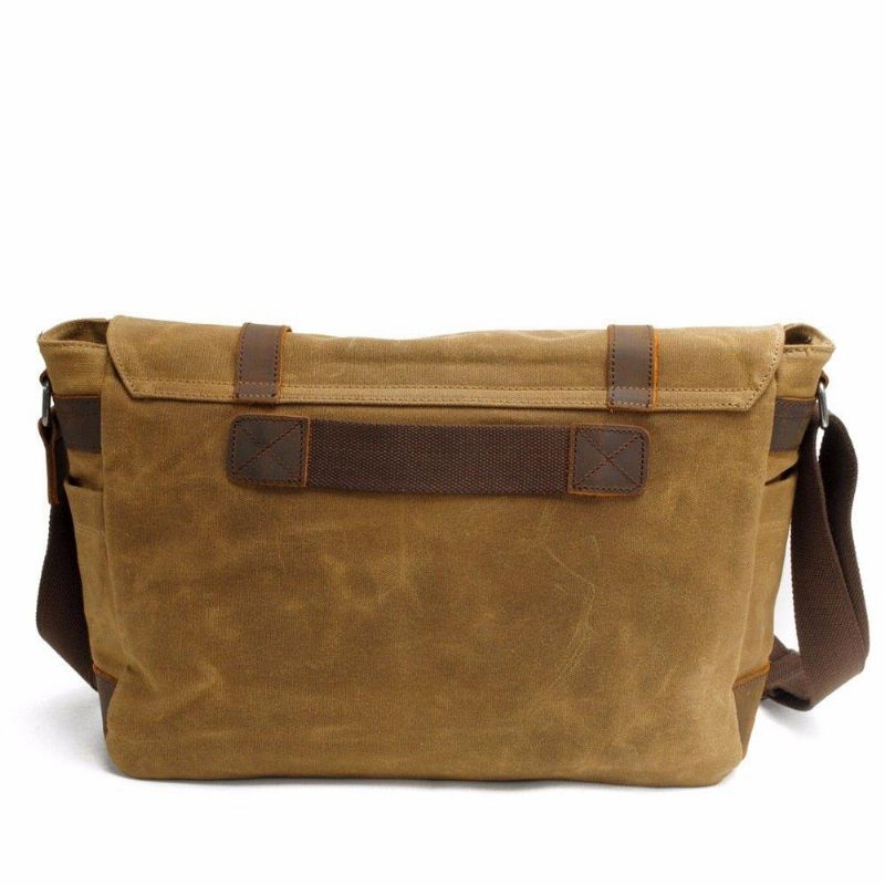 Vintage Canvas Läder Trim Kamera Messenger-väska