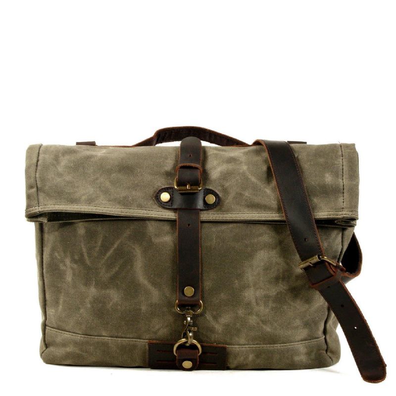 Vintage Canvas Messenger-väska Laptop Och Motobags