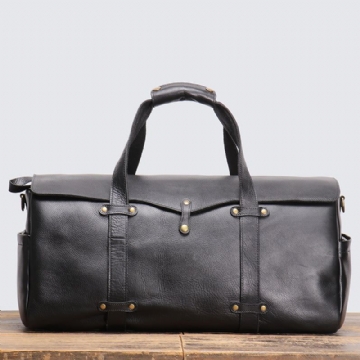 Vintage Leather Duffle Bag Herr Läder Weekender