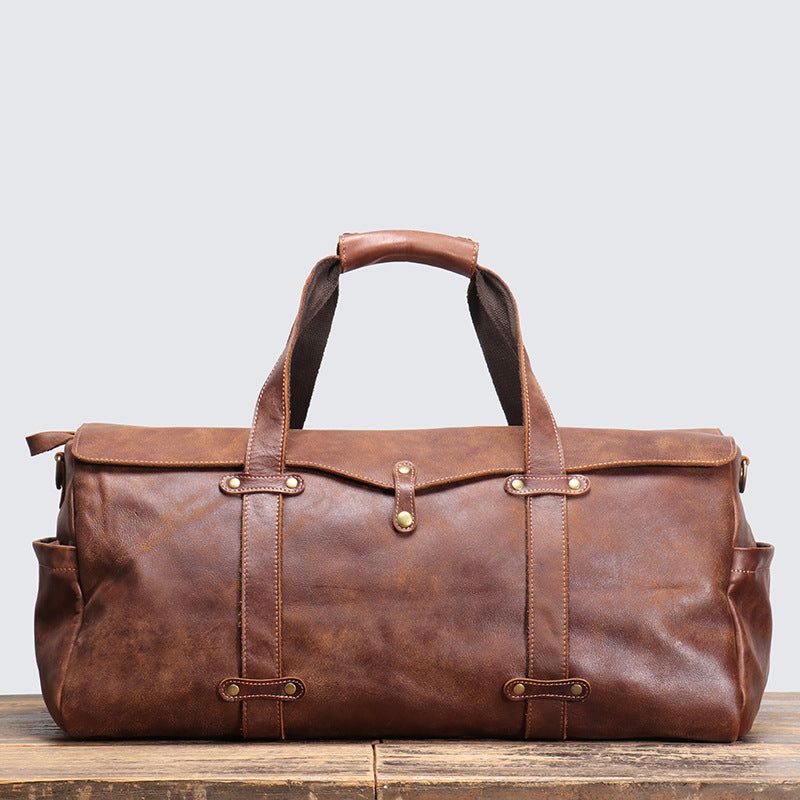 Vintage Leather Duffle Bag Herr Läder Weekender