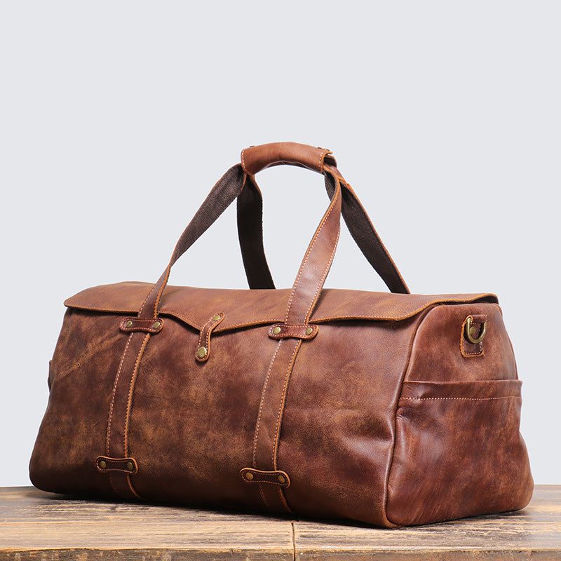 Vintage Leather Duffle Bag Herr Läder Weekender