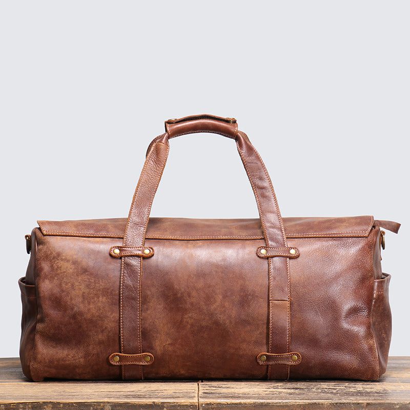 Vintage Leather Duffle Bag Herr Läder Weekender