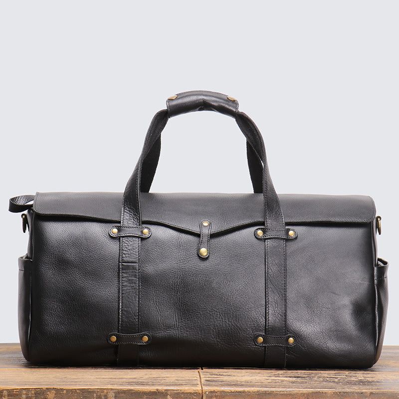 Vintage Leather Duffle Bag Herr Läder Weekender