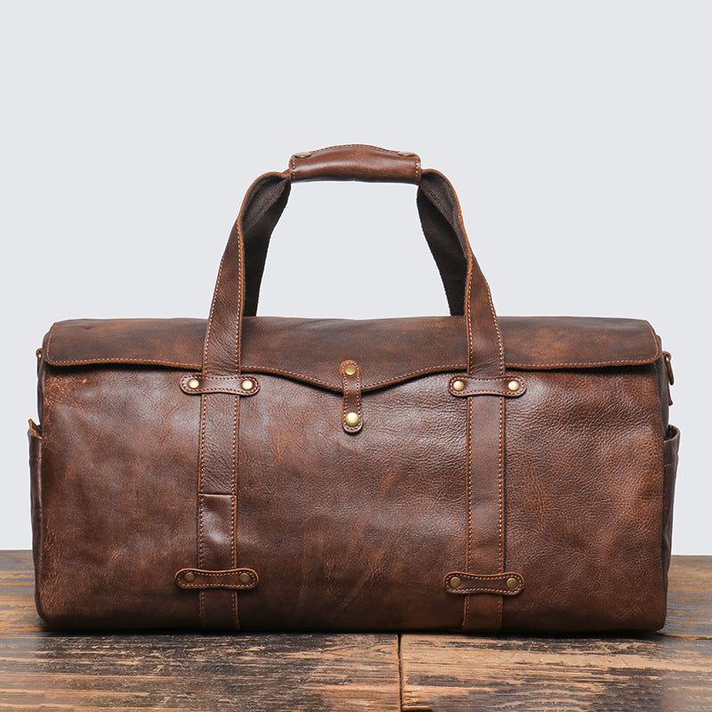 Vintage Leather Duffle Bag Herr Läder Weekender