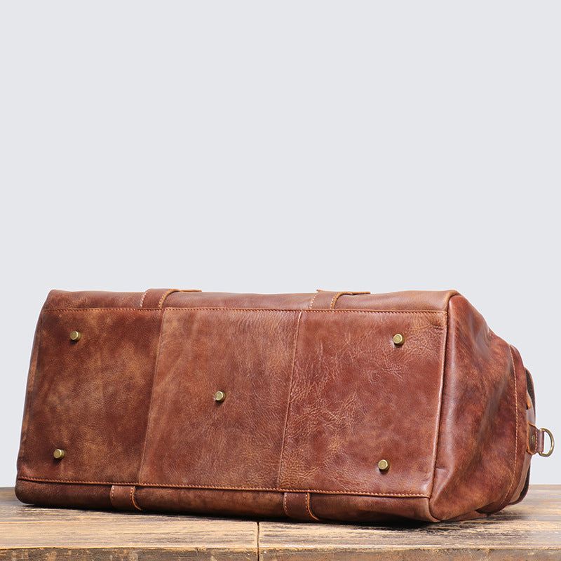 Vintage Leather Duffle Bag Herr Läder Weekender